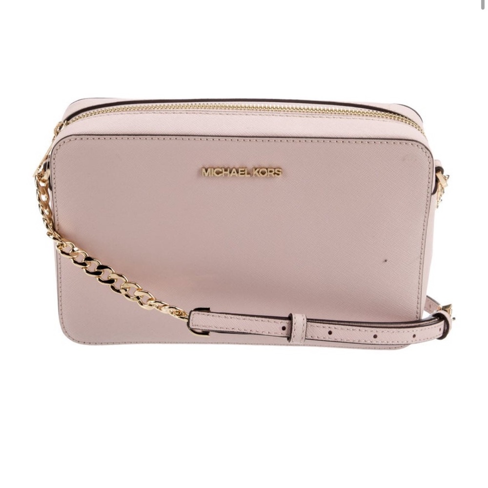 Michael Kors Jet Set Large Saffiano Leather Crossbody Bag POWDER BLUSH